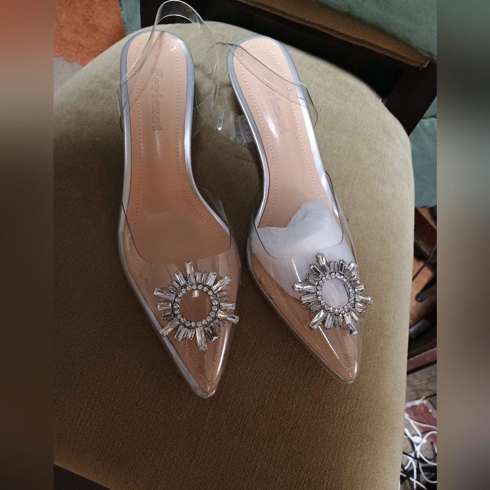 Fericzot Women's clear Slingback Heels